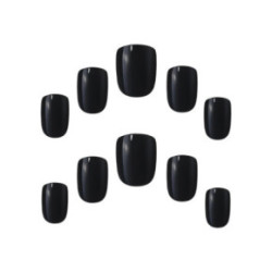 Elegant Touch Black Colour Nails- Square Priklijuojami dirbtiniai nagai Rinkinys