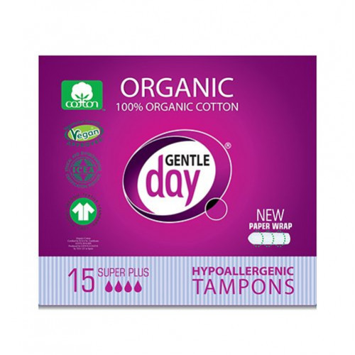 Gentle Day Super Plus Organic Tampons Tamponai iš ekologiškos medvilnės 15vnt