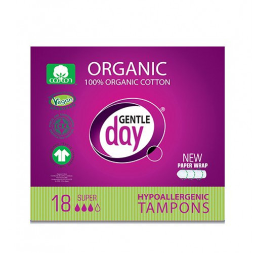 Gentle Day Super Organic Cotton Tampons Tamponai organinės medvilnės 18 vnt