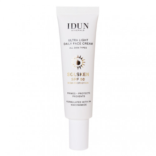 IDUN Ultra Light Daily Face Cream SPF50 Ypač lengvas dieninis veido kremas su niacinamidu 30ml