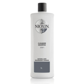 Nioxin SYS2 Cleanser Shampoo Plaukų ir galvos odos šampūnas natūraliems, stipriai retėjantiems plaukams 1000ml