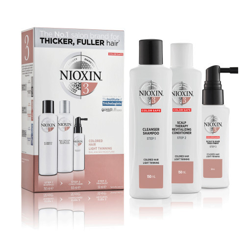 Nioxin SYS3 Care System Trial Kit Galvos odos ir plaukų priežiūros rinkinys dažytiems, nestipriai retėjantiems plaukams Small