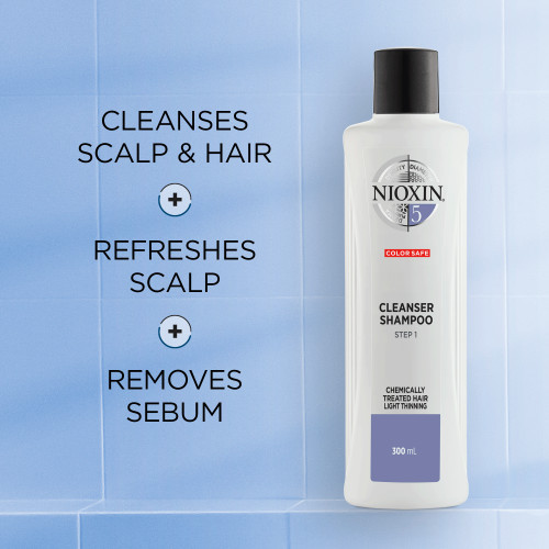 Nioxin SYS5 Cleanser Shampoo Plaukų ir galvos odos šampūnas chemiškai paveiktiems, nestipriai retėjantiems plaukams 300ml
