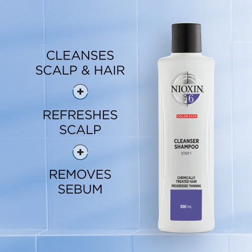 Nioxin SYS6 Cleanser Shampoo Plaukų ir galvos odos šampūnas chemiškai paveiktiems, stipriai retėjantiems plaukams 300ml