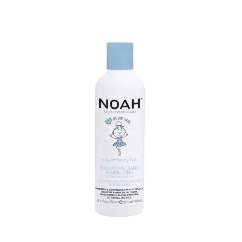 Noah Kids 2in1 Shampoo & Conditioner Šampūnas ir kondicionierius su pienu ir cukrumi vaikams 250ml