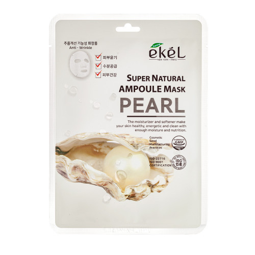 Ekel Super Natural Ampoule Mask Pearl Lakštinė veido kaukė su perlų ekstraktu 25g