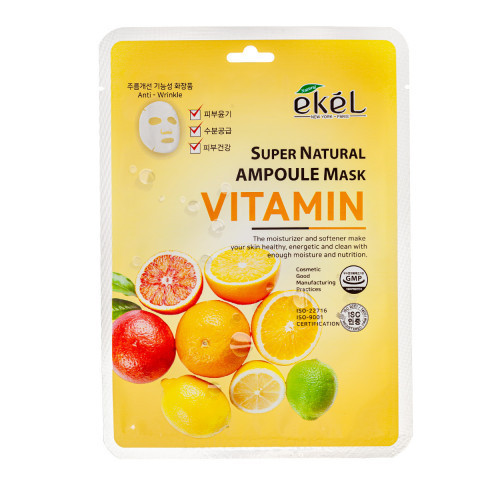 Ekel Super Natural Ampoule Mask Vitamin Lakštinė veido kaukė su vitaminu C 25g