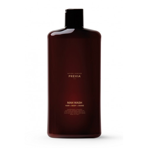 PREVIA Man Wash Energising Cleanser Vyrų šampūnas, dušo želė ir skutimosi priemonė 250ml