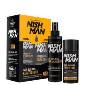 Nishman Hair Building Keratin Fiber & Locking Mist Set Plaukų keratino pudra + fiksavimo dulksna Medium Brown