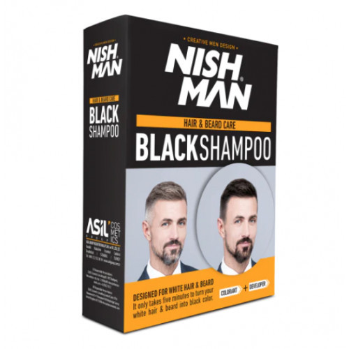 Nishman Hair & Beard Black Shampoo Plaukus ir barzdą dažantis šampūnas 200ml+200ml