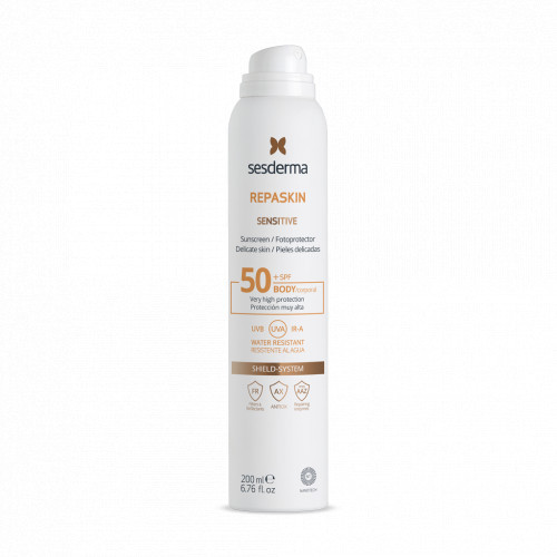 Sesderma Repaskin Sensitive Aerosol Sunscreen Purškiama saulės apsauga kūnui su SPF50 200ml