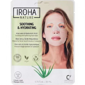 IROHA Moisturizing Aloe + Hyaluronic Acid Raminanti, atgaivinanti veido kaukė su Aloe Vera ir hialuronu 23ml