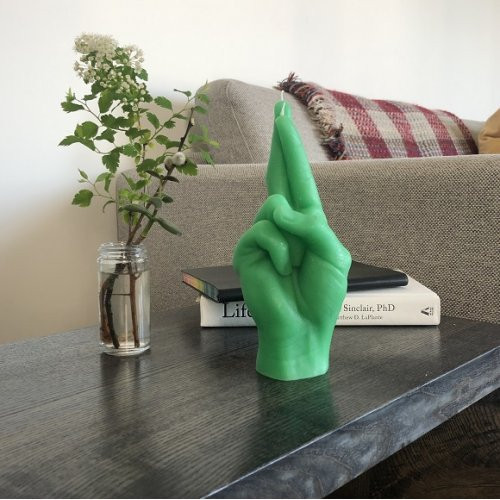 CandleHand Crossed Fingers Candle Žvakė Green