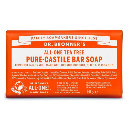 Dr. Bronner's Tea-Tree Pure-Castile Bar Soap Ekologiškas kietas muilas 140g