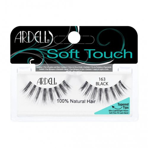 Ardell Soft Touch 163 Blakstienos vientisos trumpos, juodos 1 pora