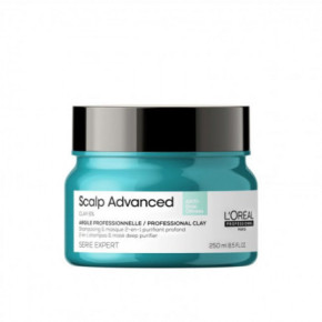 L'Oréal Professionnel Scalp Advanced Anti-Oiliness 2-In-1 Deep Purifier Clay Valomoji kaukė - šampūnas riebiai galvos odai 250ml